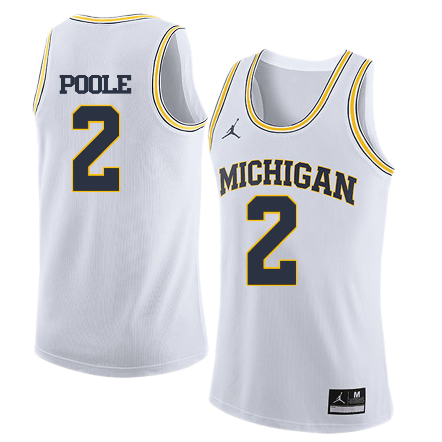 Men Jordan University of Michigan Basketball White #2 Poole Customized NCAA Jerseys->customized ncaa jersey->Custom Jersey